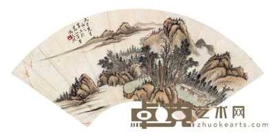 冯超然 1931年作 山水 扇面 18×49cm